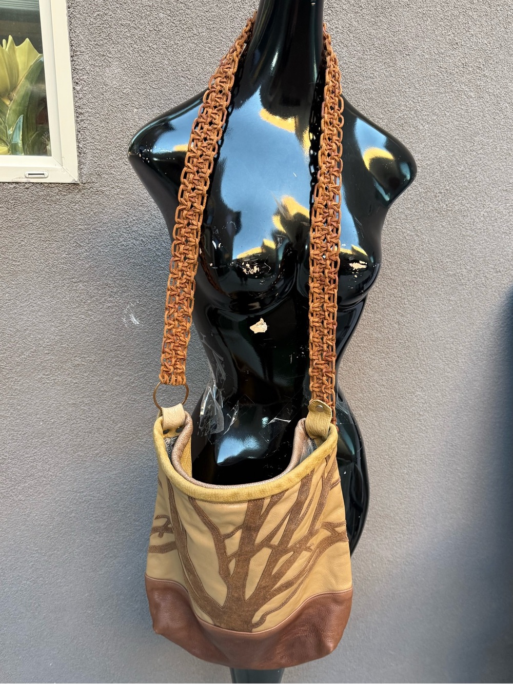 Star Fish Leather Tree Branch Applique Boho Hobo Bag Crossbody